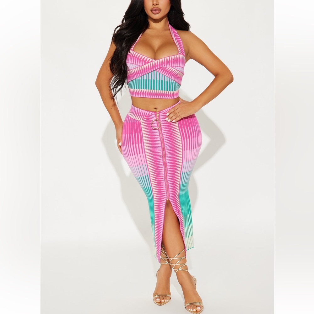 Affectionate Taste Skirt Set - Pink/Combo